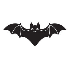 Obraz premium A cartoon Halloween bat illustration with black wings flying at night, a cute and scary design for a vampire animal silhouette
