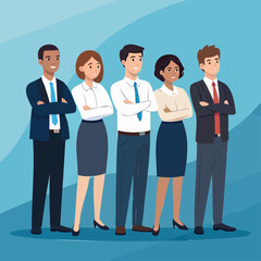 Obraz premium Diverse Business Professionals Looking Up with Vision and Determination