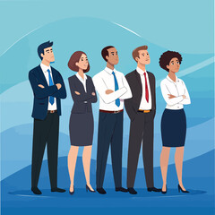 Obraz premium Diverse Business Team Standing Together with Arms Crossed: Unity and Vision