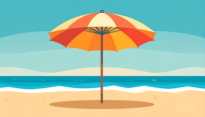 Beach umbrella summer ocean sand.