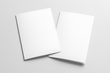Blank white brochure mockup two folded leaflets