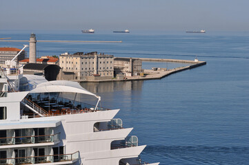 Trieste marina aerial view from from cruise ship.