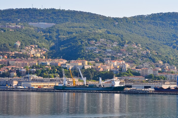 Trieste marina aerial view from from cruise ship.