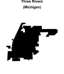 Three Rivers (Michigan) blank outline map
