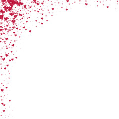 Red hearts scattered on white background.
