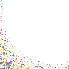 Rainbow colored scattered hearts. LGBT valentine