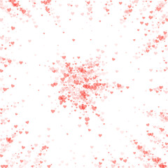 Red hearts scattered on white background.