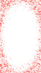 Red hearts scattered on white background.