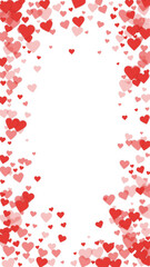 Red hearts scattered on white background.