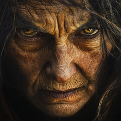 scary face of a woman