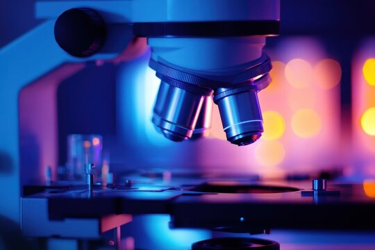 Scope scanning over data processing with advanced technology in a laboratory setting at night, scope scanning over data processing - Powered by Adobe