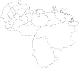 Outline Political Map of Venezuela with State Border Vector Illustration