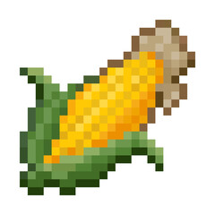 pixel art corn with green leaves. design for all business