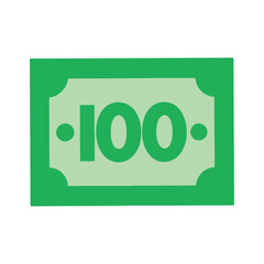 One Hundred Dollar Bill Icon Simple Green Design