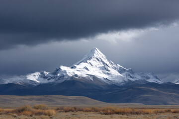 mountain ridge in argentina under dramatic storm clouds featuring natural symmetry