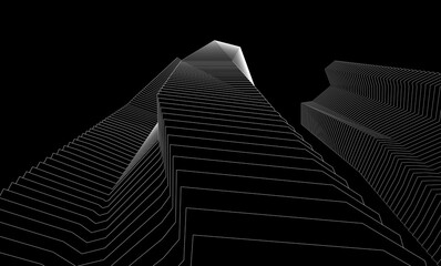 Architecture building 3d. Concept sketch.