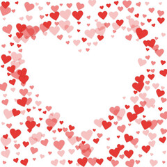Red hearts scattered on white background.