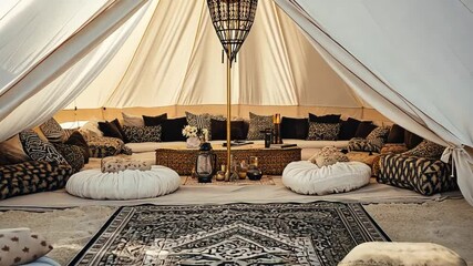Luxurious Glamping Tent: Desert Oasis Retreat - Powered by Adobe