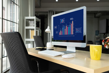 Business data dashboard provide business intelligence analytic for marketing strategy planning brisk with big data set to analyze customer demands and foreseeing business future