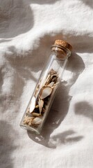 Transparent Glass Vial Cork Stopper Dried Thai Herbs Minimalist
