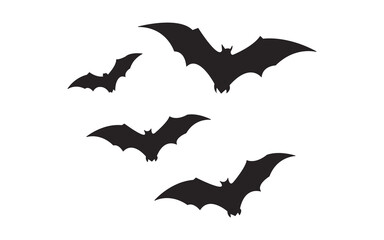Silhouette Bats Flying Night Halloween Spooky Dark Vector Illustration Graphic Design Black Bats Scary Creepy Gothic Flying Bats Mystical Supernatural Bats Illustration art icon evil wings image      