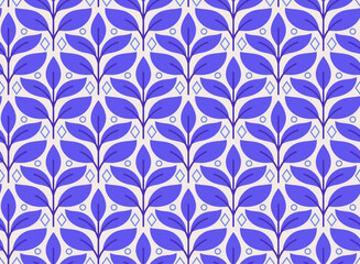 Abstract leaves art deco seamless patterns. Vector geometric background. Decorative illustration for fabric, textile, etc.
