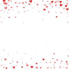 Red hearts scattered on white background.
