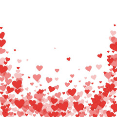 Red hearts scattered on white background.