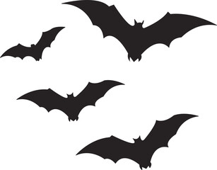 Silhouette Bats Flying Night Halloween Spooky Dark Vector Illustration Graphic Design Black Bats Scary Creepy Gothic Flying Bats Mystical Supernatural Bats Illustration art icon evil wings image      