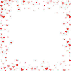Red hearts scattered on white background.