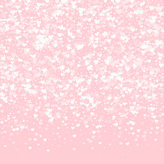 White hearts scattered on pink background.