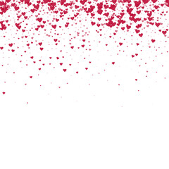 Red hearts scattered on white background.