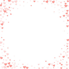Red hearts scattered on white background.