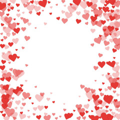 Red hearts scattered on white background.