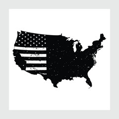 Editable vector USA silhouette in flag colors. Designed for American Independence Day projects, greeting cards, or celebration branding.