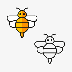 Cute cartoon honeybee character flying with honey and flowers
