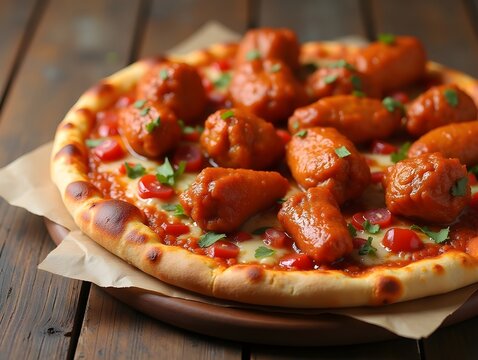 Family Meal Deal Pizza And Wings, Copy Space, Food Photography