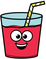  Red drink with straw