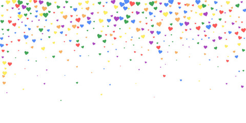 Rainbow colored scattered hearts. LGBT valentine