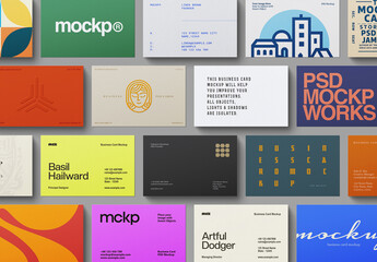 Business Card Mockup – Flat-Lay Set (18 Views)