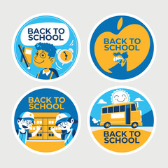 Set of Back to School Sticker Collection with Student Background