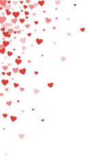 Red hearts scattered on white background.