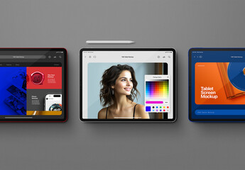 Tablet Mockup – Flat-Lay Tablet Pro & Pencil (3 Objects)