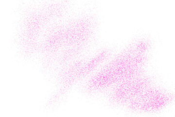 Pink glitter scattered flying, isolated on white, background and texture, clipping	