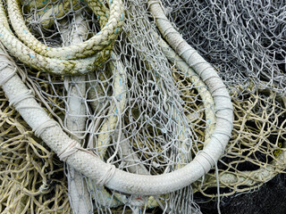 Closeup view of industrial trawler fishing nets