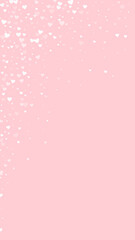 White hearts scattered on pink background.