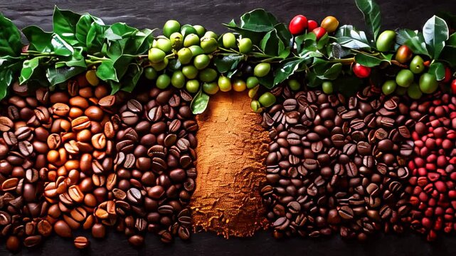 Assortment of coffee beans coffee beans  food background