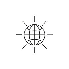 Global Network Connection: Minimalist Line Art Illustration of Worldwide Communication and Technology on White Background