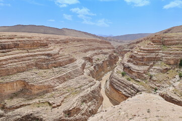 The Canyons of Mides, Mountain Oasis Showing Winding Riverbeds and Rocky Cliffs Stretching Across the Arid Tunisian Landscape