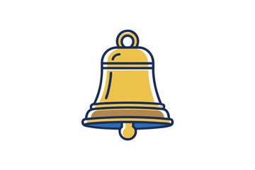 Shiny Golden Bell with Blue Accents Illustration Graphic
